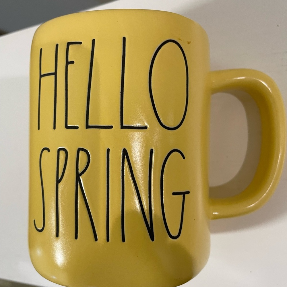 Rae Dunn Yellow 'Hello Spring' Mug
